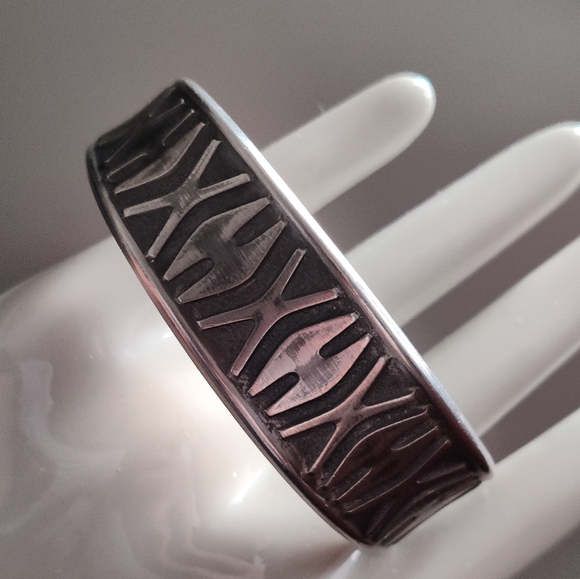 Mid-century modern Eik Tinn Norway Pewter Cuff Bracelet - Picture 9 of 14
